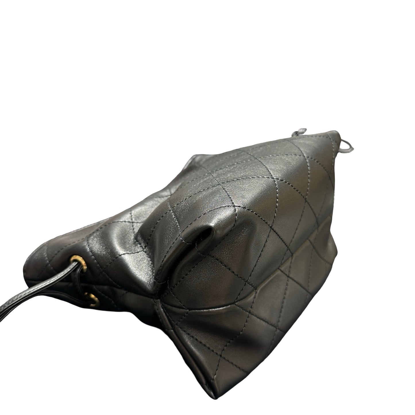 Brand New CHANEL Quilted Leather Gabrielle Hobo Bucket Bag Black Gold
