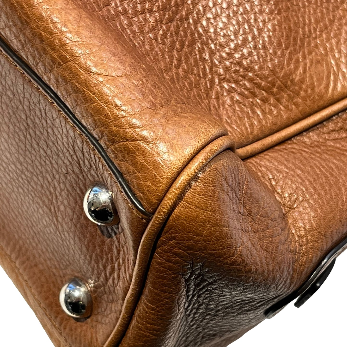 Used LOEWE Vintage Heritage Boston Handbag Brown PHW