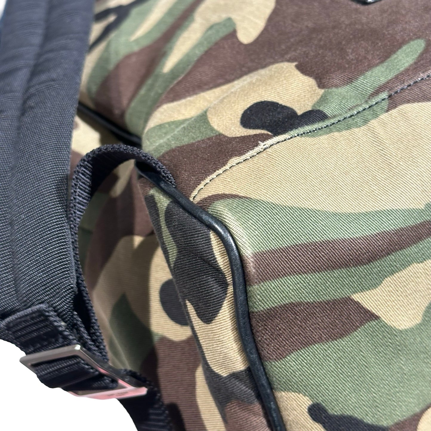 Used Saint Laurent Canvas Backpack Dark Green Black