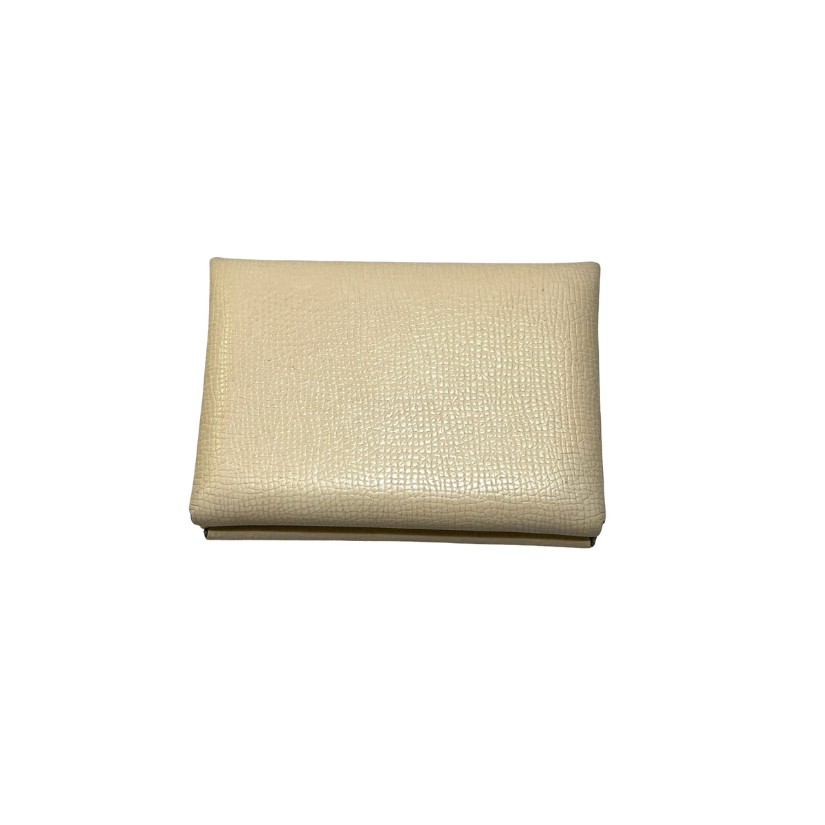 Used HERMES Leather Calvi Duo Card case Nata
