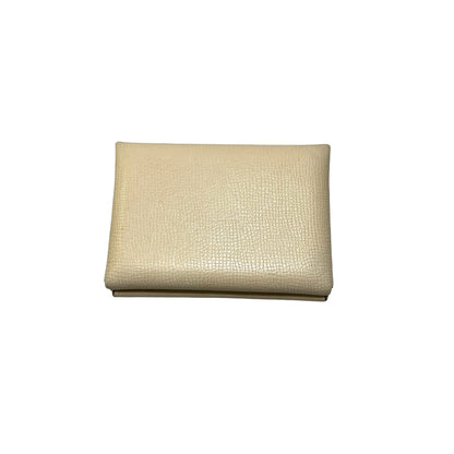Used HERMES Leather Calvi Duo Card case Nata