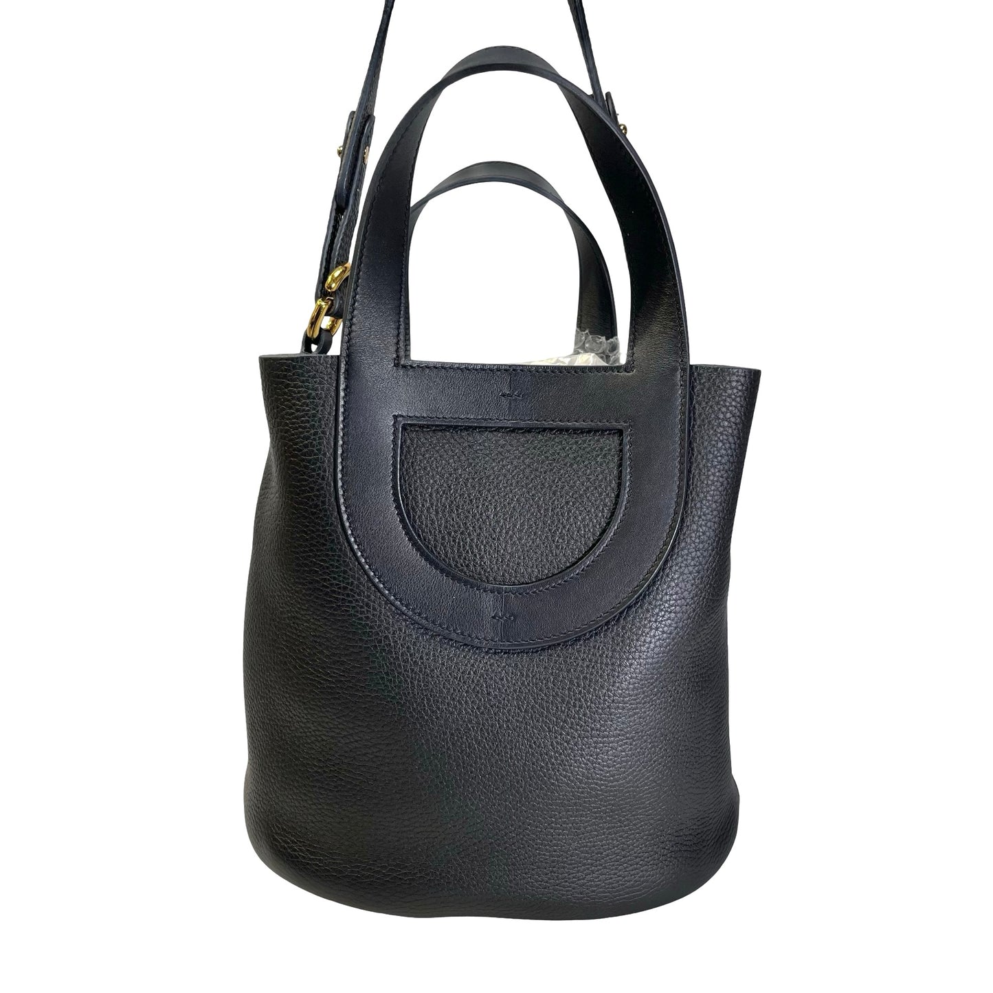 HERMES Clemence Swift In the Loop Bucket Bag Black GHW