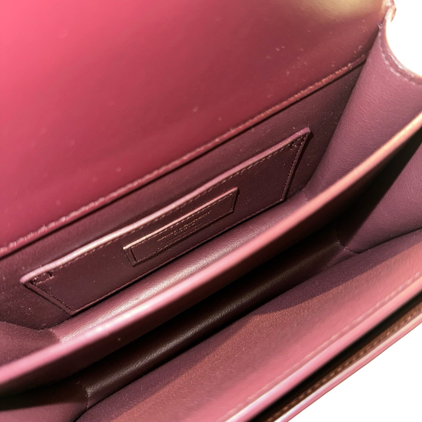 New SAINT LAURENT Patent Leather Small Sunset Chain Shoulder Bag Burgundy