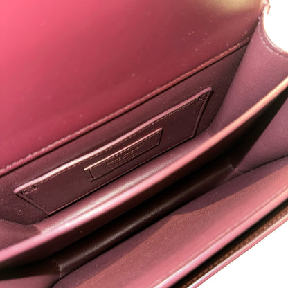 New SAINT LAURENT Patent Leather Small Sunset Chain Shoulder Bag Burgundy