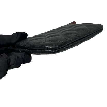 Unused CHANEL Calfskin Leather Pouch Black GHW