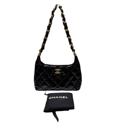 Used CHANEL Shiny Lambskin 24A Hobo Shoulder Bag
