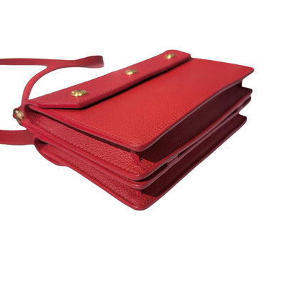 Used BURBERRY Calfskin Leather Cross body Cross Body Bag Red GHW