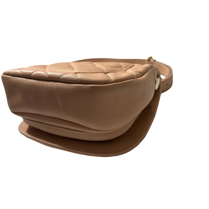 Used CHANEL Calfskin Leather 21S Messenger Bag Beige GHW
