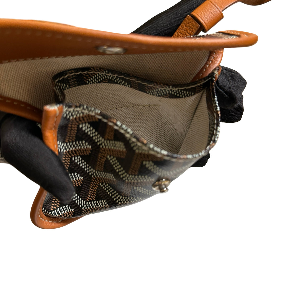 Used GOYARD Goyardine Hobo Tote Bag Black Brown