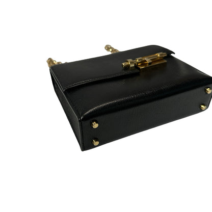 Used HERMÈS Chevre Goatskin MINI VERROU Shoulder Bag Black GHW