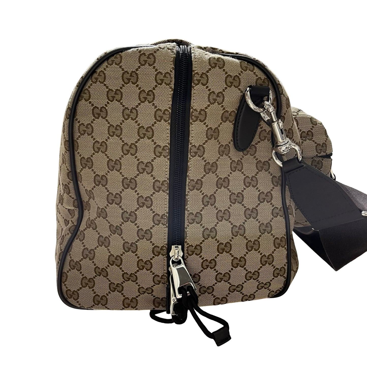 Used GUCCI GG CANVAS Medium Duffle Duffel Bag Brown