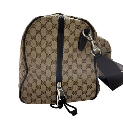 Used GUCCI GG CANVAS Medium Duffle Duffel Bag Brown