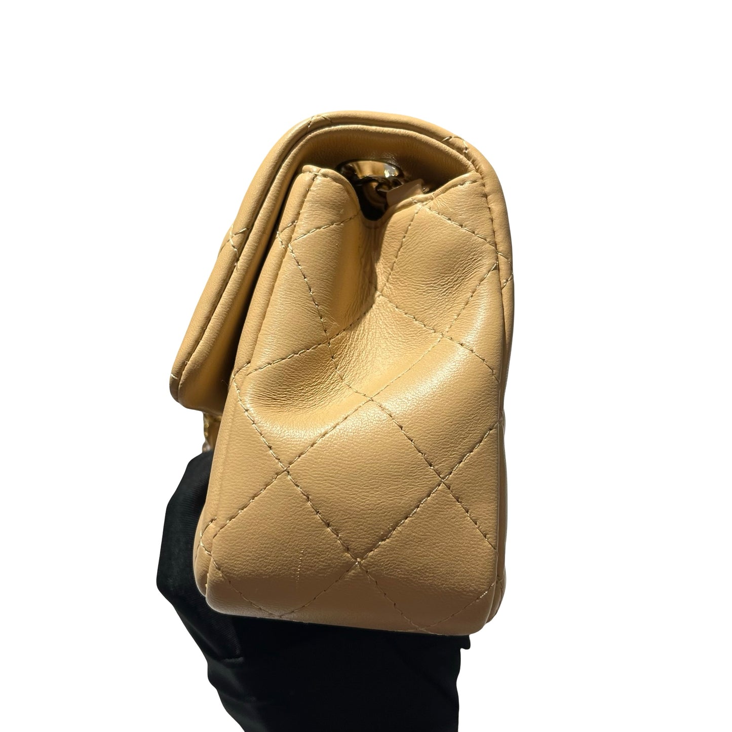 Used CHANEL MINI FLAP 20 CM Mini Bag Beige PHW