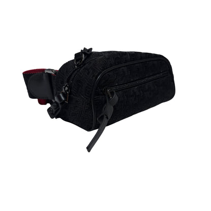Used CHRISTIAN LOUBOUTIN Logo Textured ParisNYC Belt bag Black Red Silver