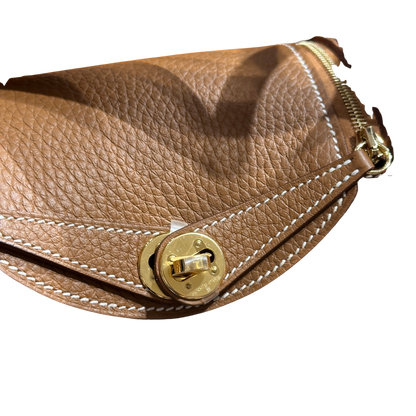 Brand New HERMES Taurillon Clemence Lindy Mini II Shoulder Bag Gold