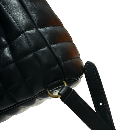 Used BURBERRY Quilted Leather Lola Bucket Bag Black Gold