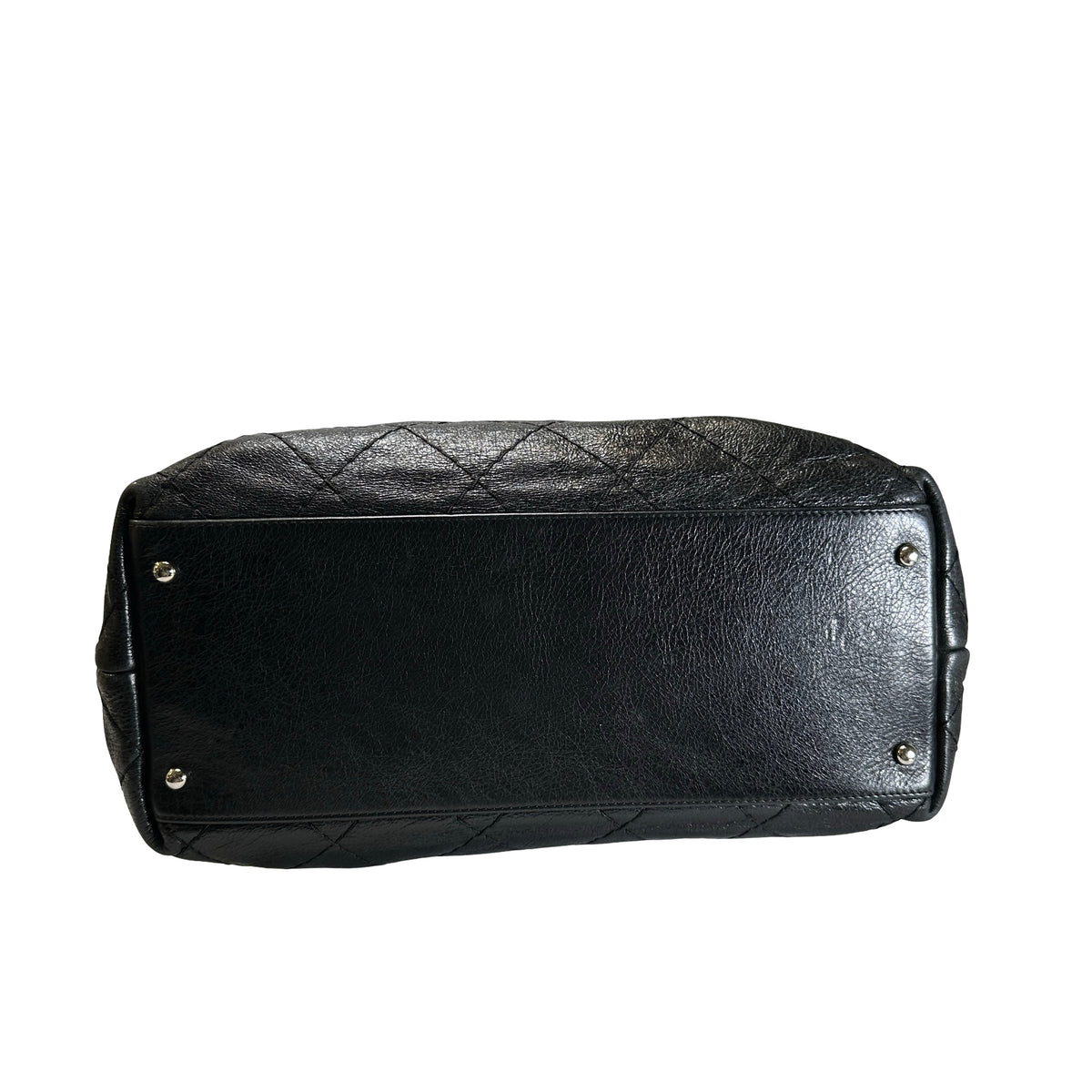 Used CHANEL Wrinkled Calfskin Hobo Shoulder Bag Black PHW