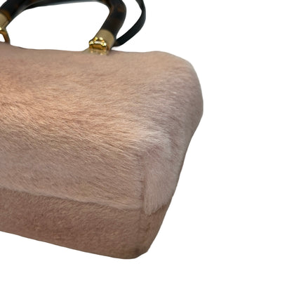 Used FENDI Fur Fendi Roma Logo By The Way Handbag Beige Black