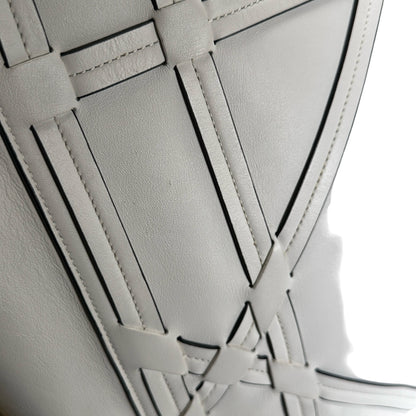 Used DIOR Leather Interlaced Shopper Tote Tote Bag White PHW