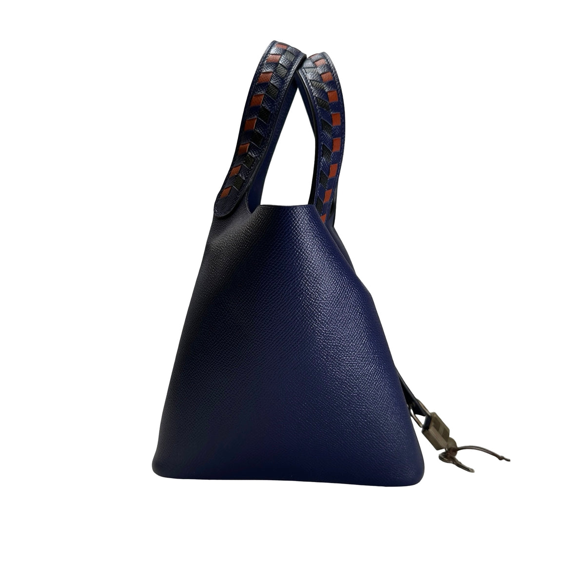 Used HERMES Epsom Picotin Bucket Bag Blue Brown Black