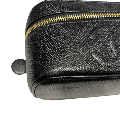 Used CHANEL Vanity Case Shoulder Bag Black GHW