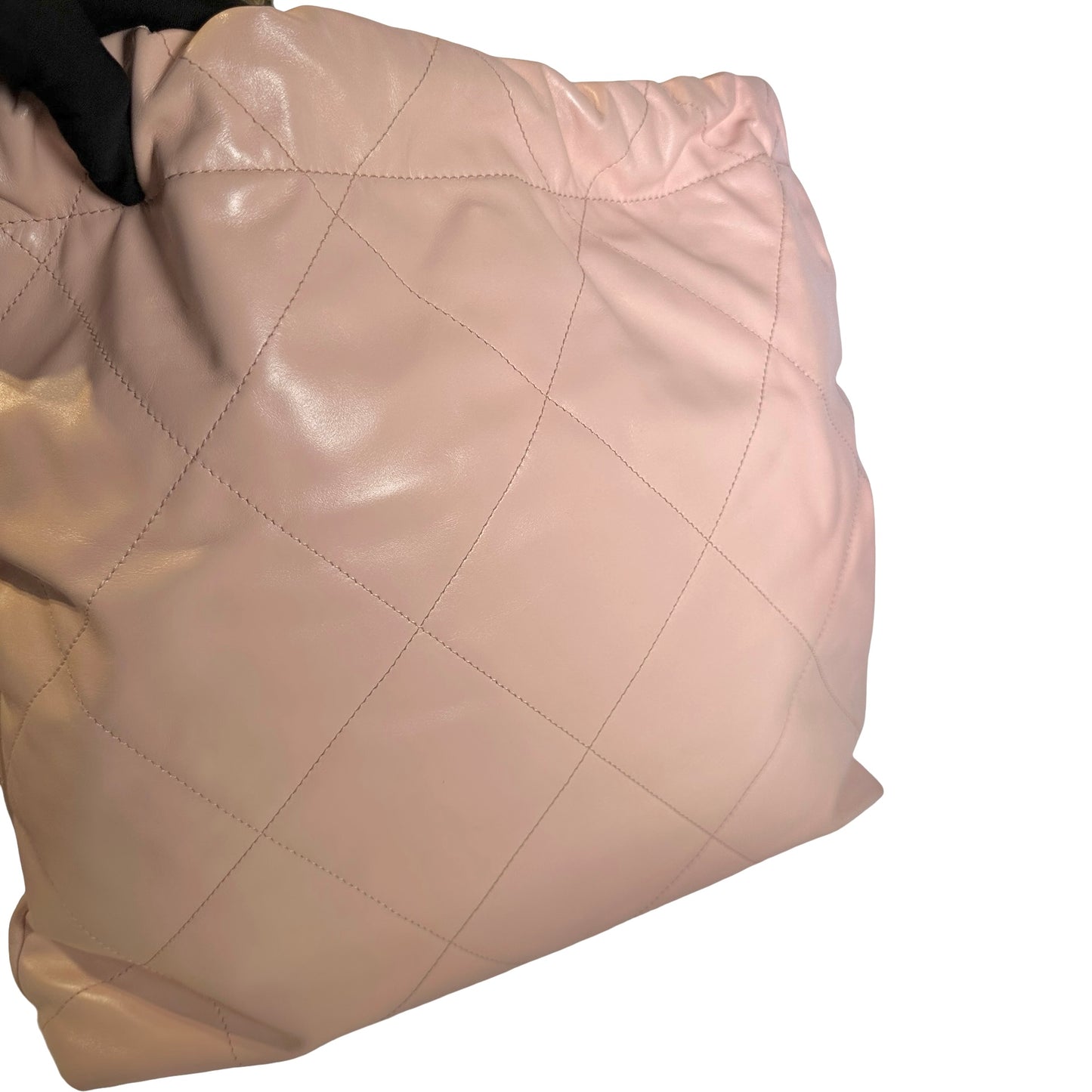 Used CHANEL Calfskin Leather 22 Medium Shoulder Bag Pink GHW