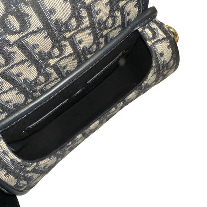 Used DIOR Oblique Jacquard Bobby Shoulder Bag Blue Navy GHW