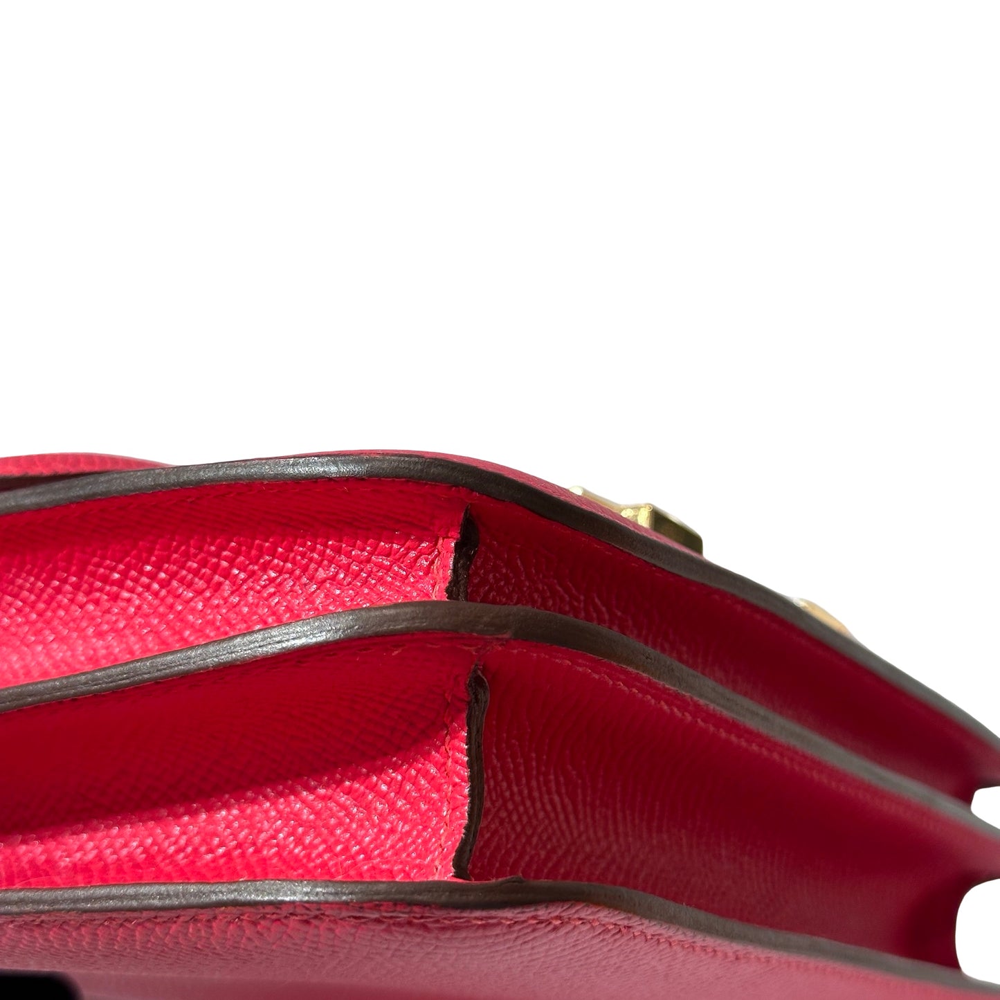 Used Hermès Calfskin Leather Mini Constance Cross Body Bag I6 GHW Pink