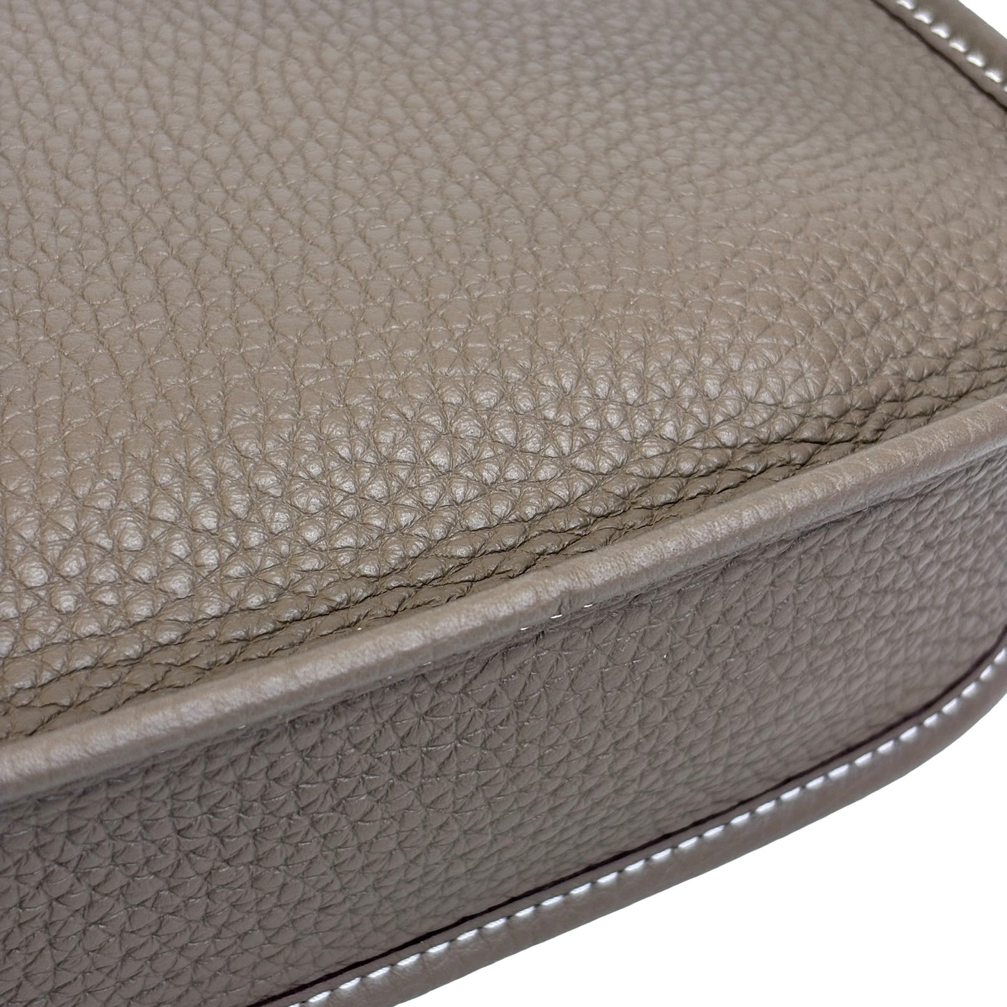 Brand New HERMES Clemence Leather Mini Evelyne 16 Cross body bag Etoupe BLEU INDIGO PHW