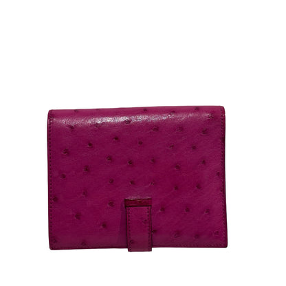 Used HERMES Ostrich Bearn Wallet Purple