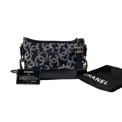 CHANEL Sequins Calfskin Leather Gabrielle small Cross Body Bag