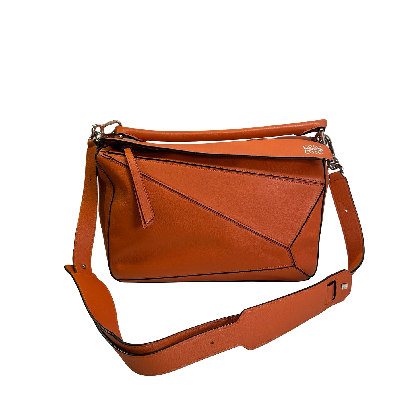 Used LOEWE Leather Puzzle Bag Handbag Orange