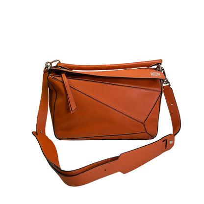 Used LOEWE Leather Puzzle Bag Handbag Orange