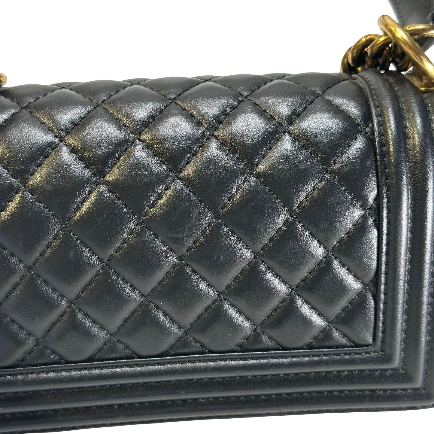 Used CHANEL Lambskin Boy 20 Shoulder Bag Black GHW