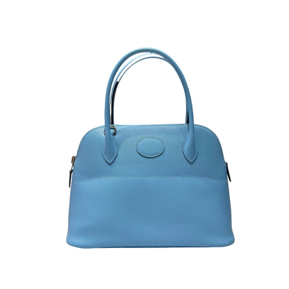 Used HERMÈS BOLIDE 27 Two Way Shoulder Bag Blue PHW
