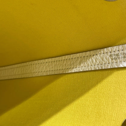 Used HERMES Canvas Leather Garden File Tote Bag Yellow White