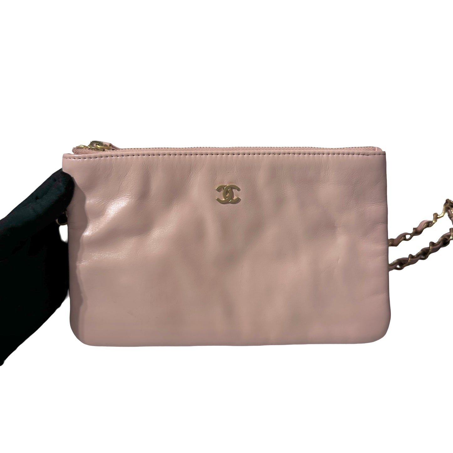 Used CHANEL Calfskin Leather 22 Medium Shoulder Bag Pink GHW