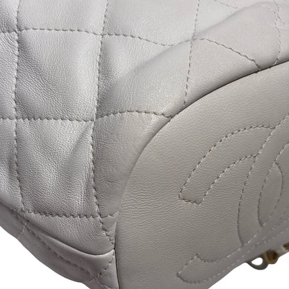 Used CHANEL Lambskin 22S Mini Drawstring Bucket Backpack Cross body bag White