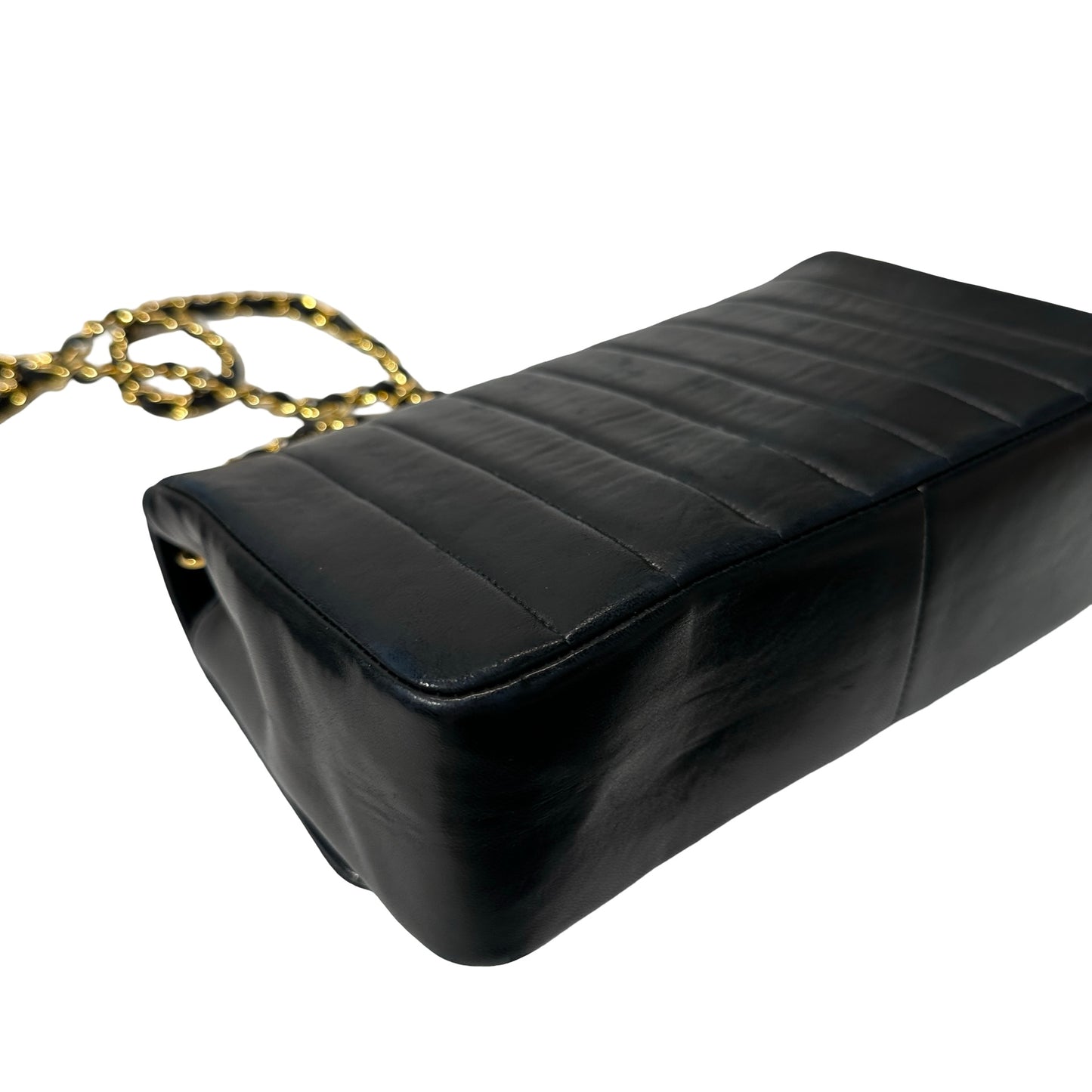 Used Chanel Lambskin Leather Cf Flap Vintage Shoulder Bag Black GHW