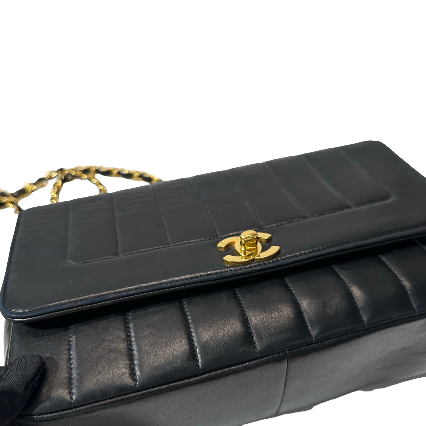 Used Chanel Lambskin Leather Cf Flap Vintage Shoulder Bag Black GHW