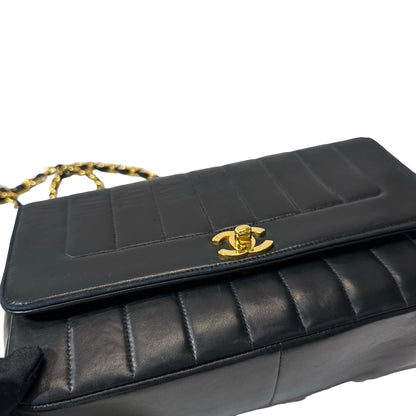Used Chanel Lambskin Leather Cf Flap Vintage Shoulder Bag Black GHW