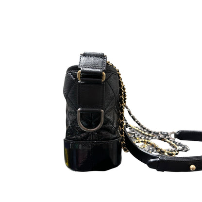 Used Chanel Calfskin Leather Gabrielle small Shoulder Bag GHW Black