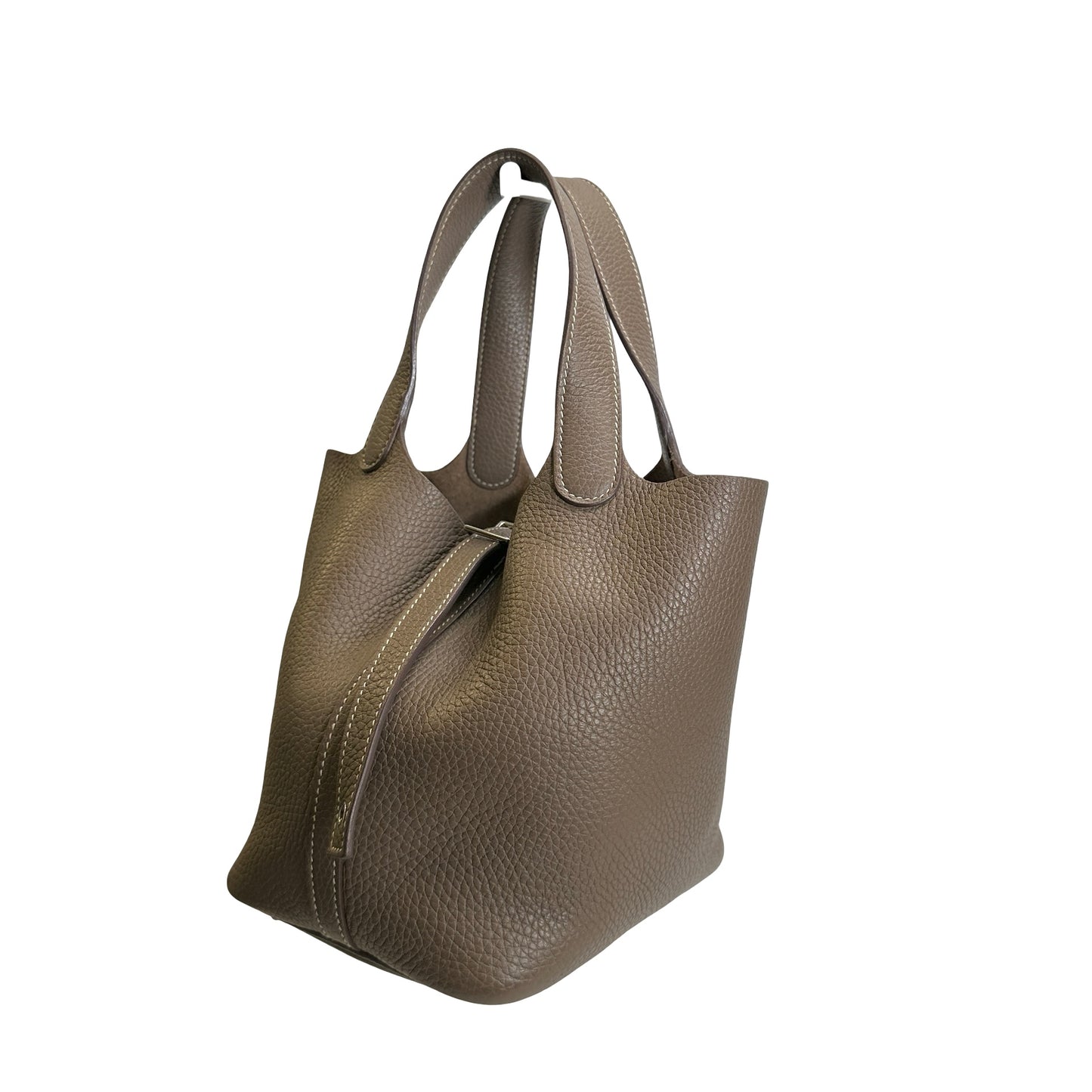Used HERMES Clemence Picotin Lock Handbag Etain