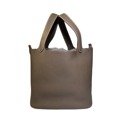New HERMÈS Etoupe Picotin 22 Bucket Bag Etoupe Etoupe (18) GHW