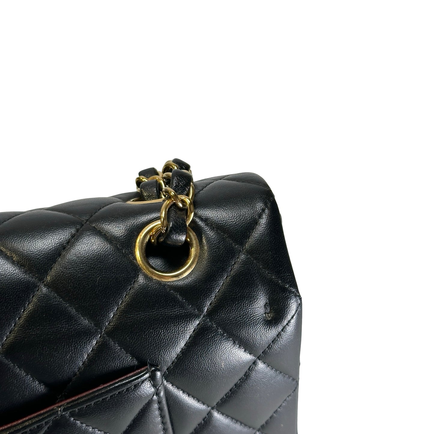 Used CHANEL Quilted Lambskin CF25 Shoulder Bag Black Gold
