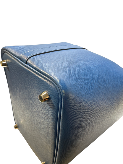 Used HERMES Epsom Picotin Lock Tressage Bucket Bag Blue PHW