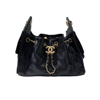 Used Chanel Mini 25 Shoulder Bag Black GHW