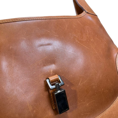 Used GUCCI Leather Jackie Shoulder Bag Brown PHW