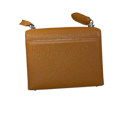 Used HERMES Chevre Mini Verrou Crossbody Bag 2S Sesame PHW
