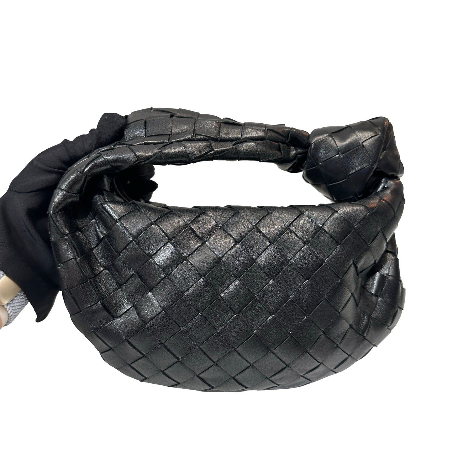 Used BOTTEGA VENETA Calfskin Leather Mini Jodie Pouch Bag Black